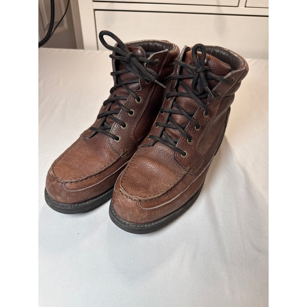 Men's Brown Leather Lace-Up Moc Toe Boots